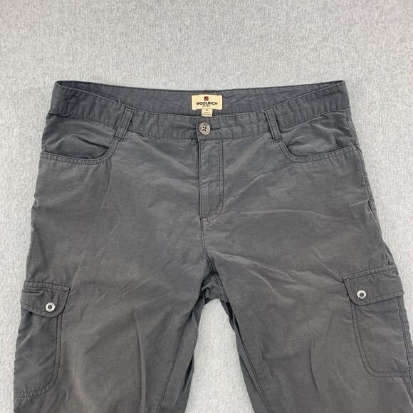 Woolrich Cropped Pants Size 10 Rouched Gray Hiking Nylon Blend Gray - Picture 2 of 16